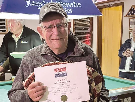 Carter hononed with Quilt of Valor