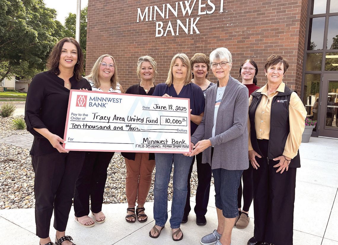 Minnwest Bank partners with Federal Home Loan Bank of Des Moines to award $10,000 to Tracy Area United Fund